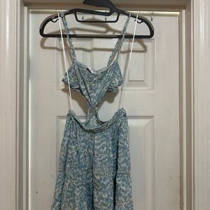 Blue Patterned cutout  Women's Dress